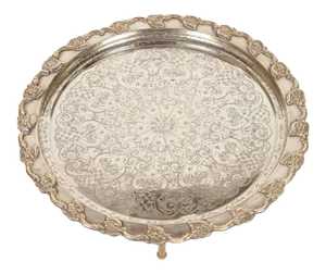 Moroccan Handcrafted Silver Round Tray
