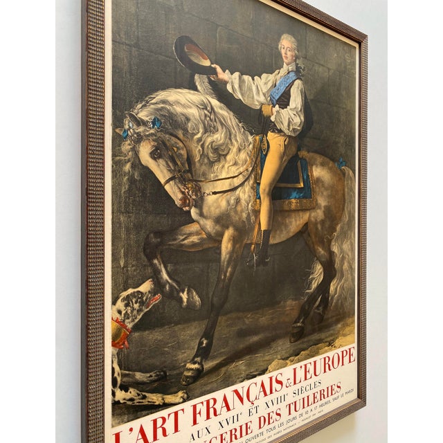Wood Jacques Louis David Vintage 1958 Neoclassical Mourlot Lithograph Print Framed Paris Exhibition Poster " Equestrian Portrait " 1781 For Sale - Image 7 of 14