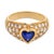 Contemporary Vintage Heart Shape Sapphire Diamond 18k Yellow Gold Ring, Size 5 For Sale - Image 3 of 7
