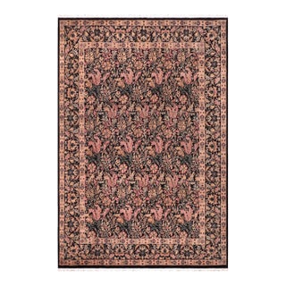 Shabby Chic 1990's Floral Pak-Persian Black/Red Wool Rug - 9'2'' X 11'10'' For Sale