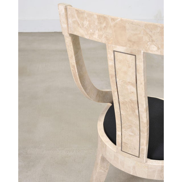 Pair of Maitland Smith Attributed Tessellated Stone Gondola Chairs For Sale - Image 11 of 18