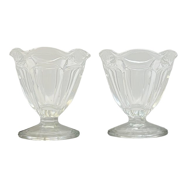 Vintage Clear Parfait Glasses- A Pair For Sale