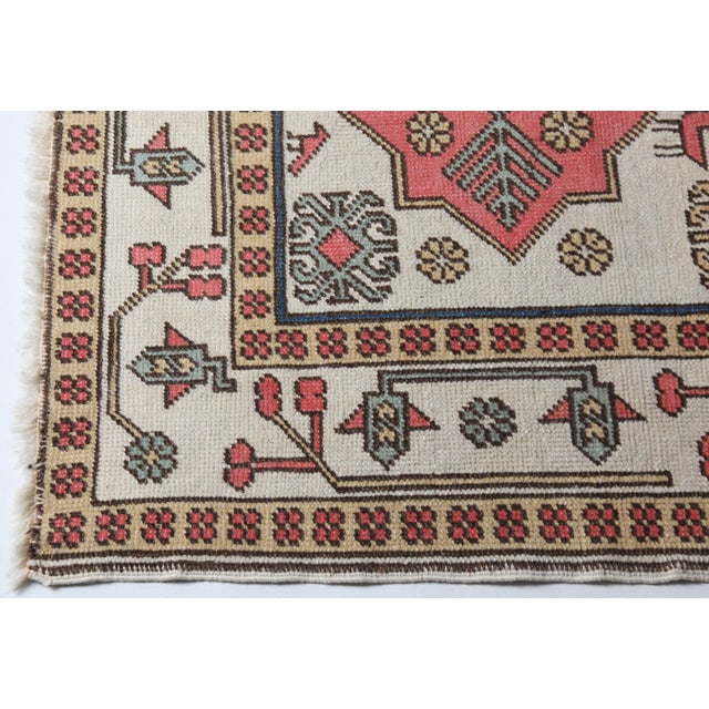 Vintage Decorative Tribal Rug With Stylized Medallions & Folk Motifs -3' 5'' X 4' 2'' For Sale In Tampa - Image 6 of 12