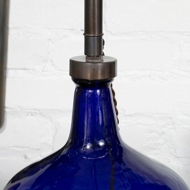 Blue and clear blown glass table lamps For Sale - Image 4 of 10