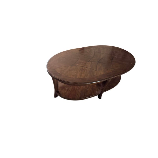 Set of 2 Solid Cherry Wood Tables With Walnut Inlays - One Coffee and One Console For Sale - Image 4 of 12