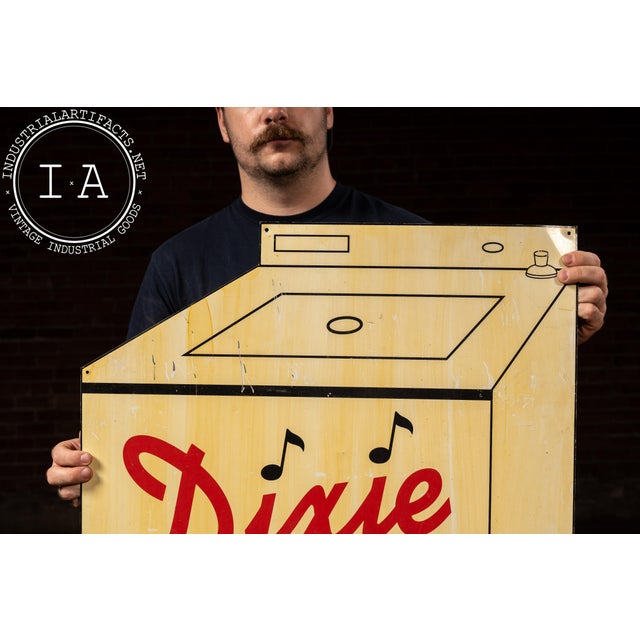 Industrial Vintage Dixie “Two Coins and It’s Automatic” Laundry Sign For Sale - Image 3 of 5
