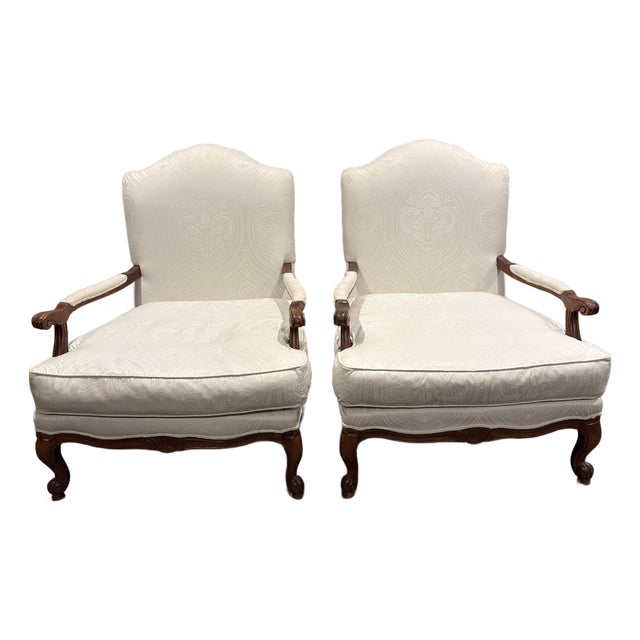 Ethan Allen Oversized Chairs. A Pair of Versailles' Line Bergere' Lounge Chair For Sale