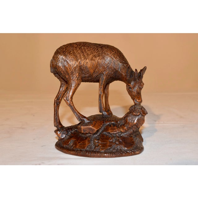 19th Century 19th-C. Black Forest Carved Deer For Sale - Image 5 of 7
