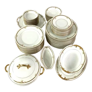 Late 19th Century Imperial Crown China Austria Dinnerware Service for Twelve- 75 Pieces
