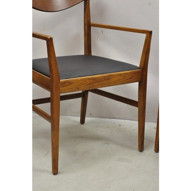 Vintage Mid Century Modern Cat Eye Walnut Dining Chairs by Stanley - Set of 4 For Sale In Philadelphia - Image 6 of 11