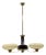 Art Deco Brass, Glass, and Wood Chandelier with Champagne Glass, Czechoslovakia, 1930s For Sale