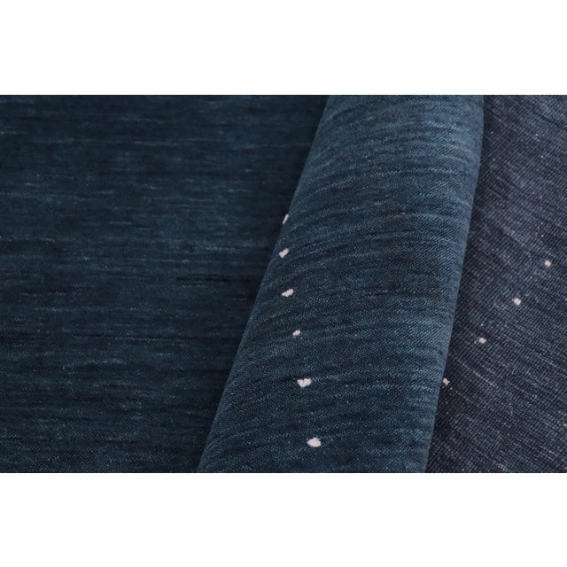 Blue Boho Chic Gabbeh Blue/White Wool Rug - 8'10''x11'10'' For Sale - Image 8 of 10