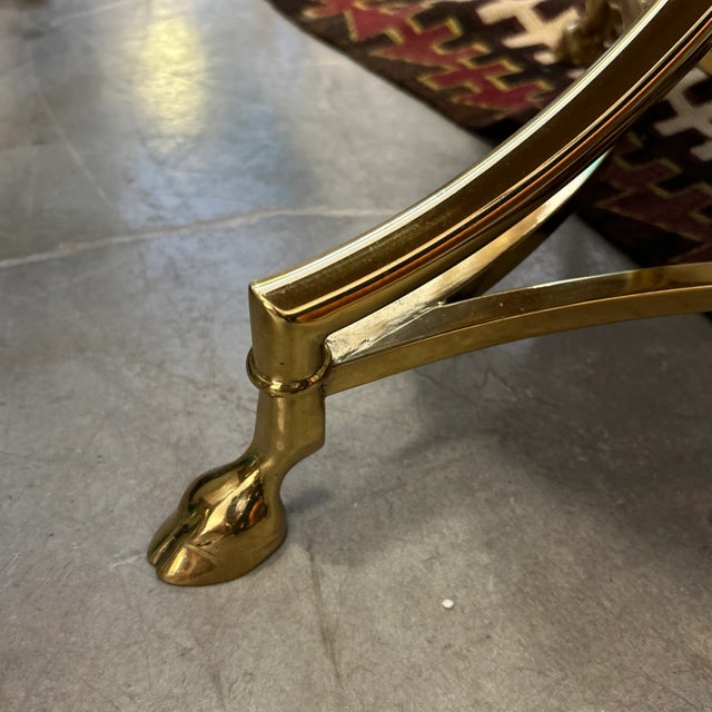 1960s 1960s Italian 2 Tier Round Brass and Glass Side Tables With Hoof Feet a Pair For Sale - Image 5 of 12