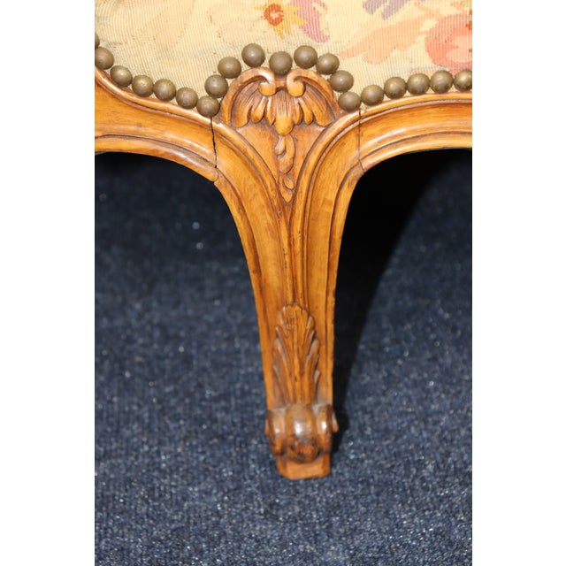 Pair Antique Late 19th C Louis XV Style Aubusson Canopy Settees For Sale - Image 4 of 8