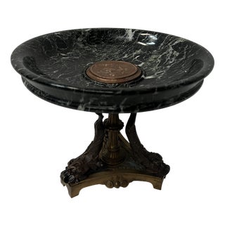 Bronze and Sea-Green Marble Trinket Tray, 1800s For Sale