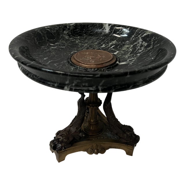 Bronze and Sea-Green Marble Trinket Tray, 1800s For Sale
