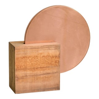 Vintage Italian Wood + Copper Square Sculpture by Banci Firenze For Sale