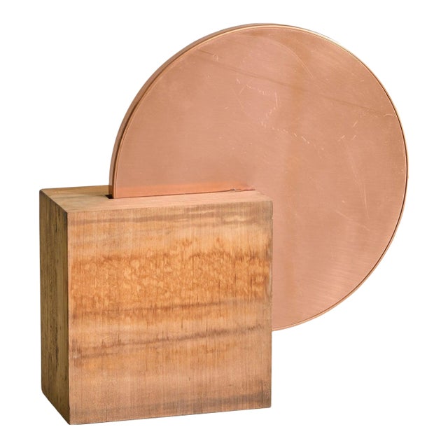 Vintage Italian Wood + Copper Square Sculpture by Banci Firenze For Sale
