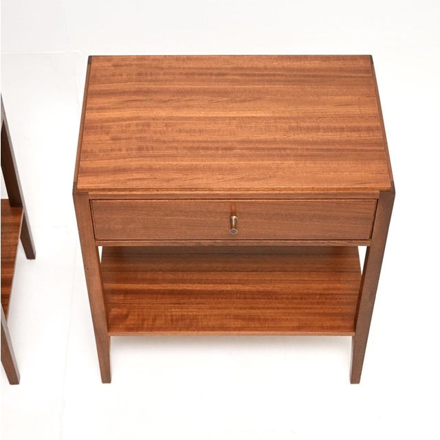 Brown Vintage Bedside Tables from Loughborough, 1950s, Set of 2 For Sale - Image 8 of 11