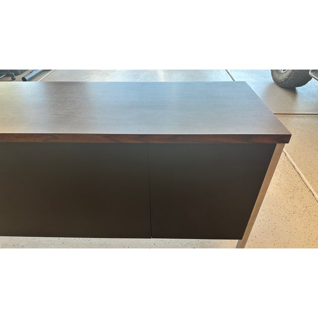 Black Vintage MCM Black Metal and Chrome Credenza For Sale - Image 8 of 15