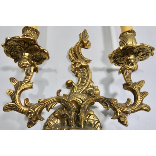 1920s Art Deco French Bronze Wall Sconces With Electrified Candelabra - a Pair For Sale - Image 5 of 11