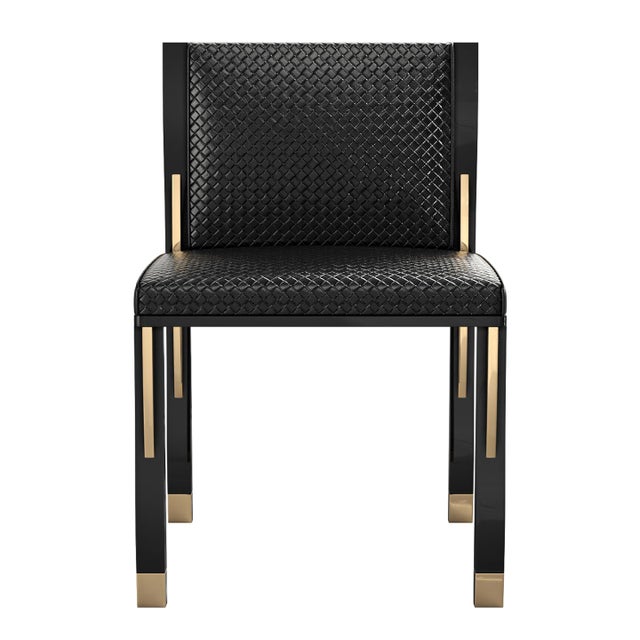 Not Yet Made - Made To Order "Candice" Chair With Stainless Steel, Bronze Details and Woven Leather For Sale - Image 5 of 13