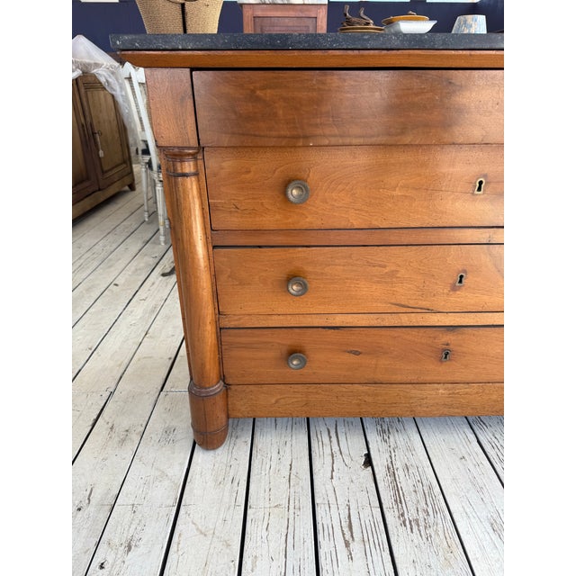 Sienna 19th Century French Empire Walnut Marble Top Chest of Drawer / Commodes For Sale - Image 8 of 11