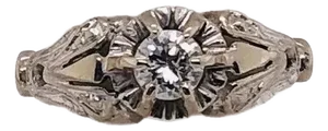 14 Karat White Gold Antique Diamond Engagement Bridal Ring