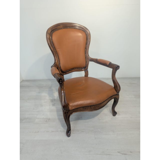 Vintage Chippendale Armchair in Genuine Leather, 1975 For Sale - Image 14 of 14