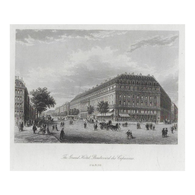 Paris Grand Hotel Antique French Engraving For Sale