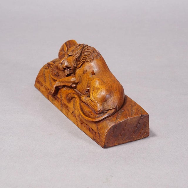 Rustic Antique Swiss Carved Lion With Heraldic Shield, Luzern Circa 1900 For Sale - Image 3 of 6