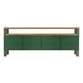 Flexor Green Polished-Lacquered Wood and Aluminum Dining Sideboard by Robert Stadler For Sale