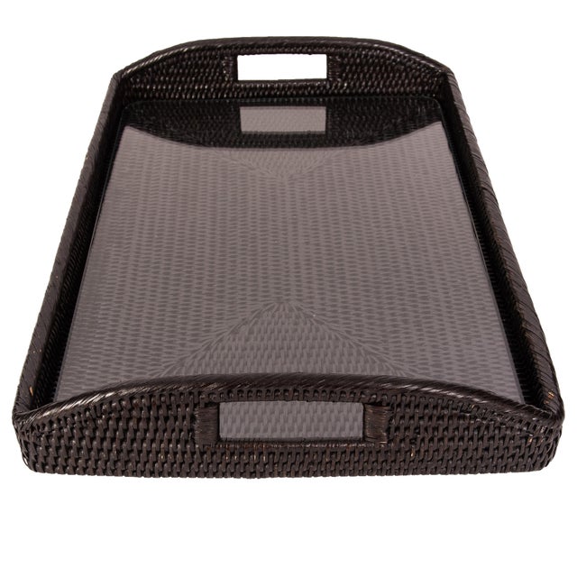 Our rectangular rattan serving and ottoman trays with glass inserts will instantly add a gorgeous touch to any room of...