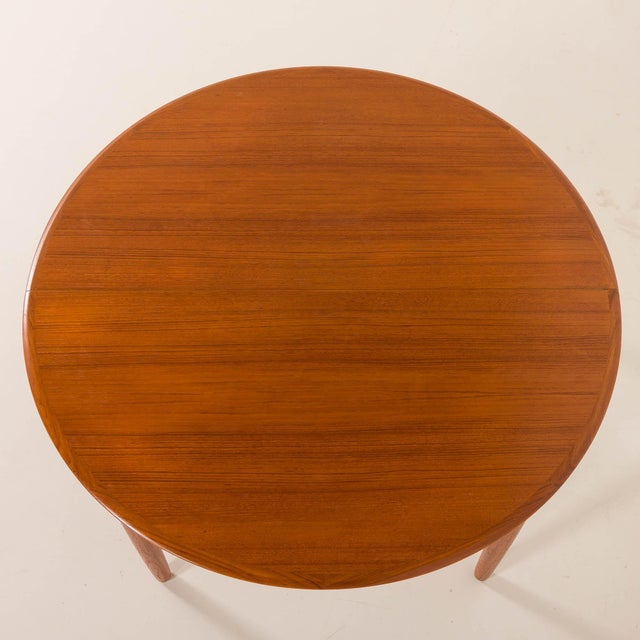 Brown Scandinavian Round Extendable Table in Teak attributed to AB Möbelfabriken Linden, Horda, 1960s For Sale - Image 8 of 16