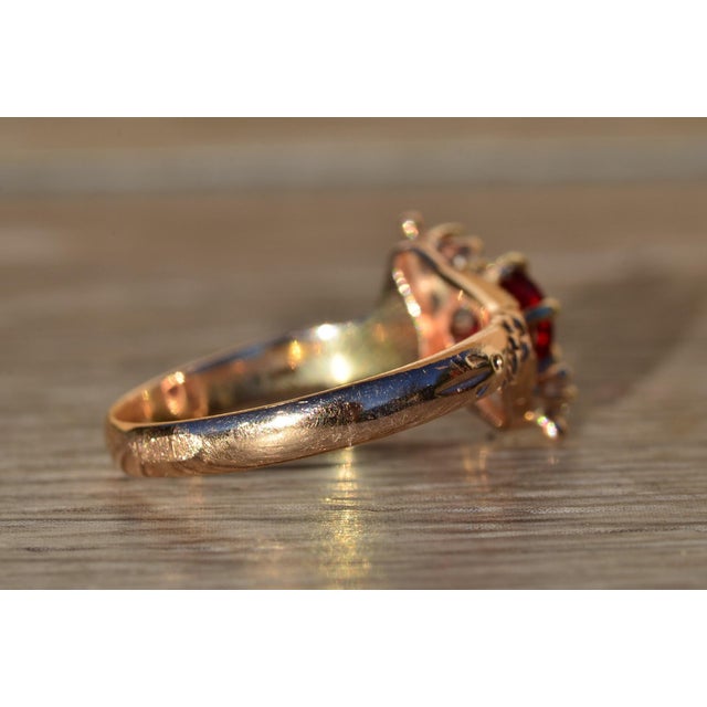 Metal The Sauganash: Ladies Rose Gold Victorian Ring set with Doublet and Rose Cut Diamonds For Sale - Image 7 of 10