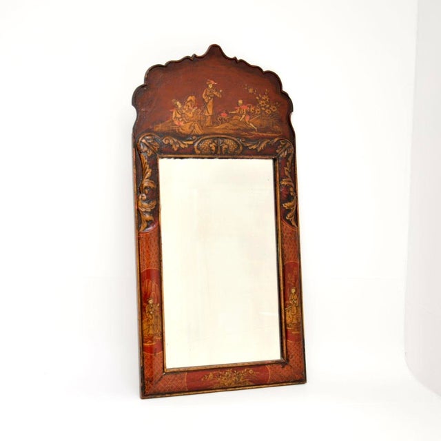 Antique Georgian Chinoiserie Lacquered Mirror, 1800s For Sale - Image 11 of 11