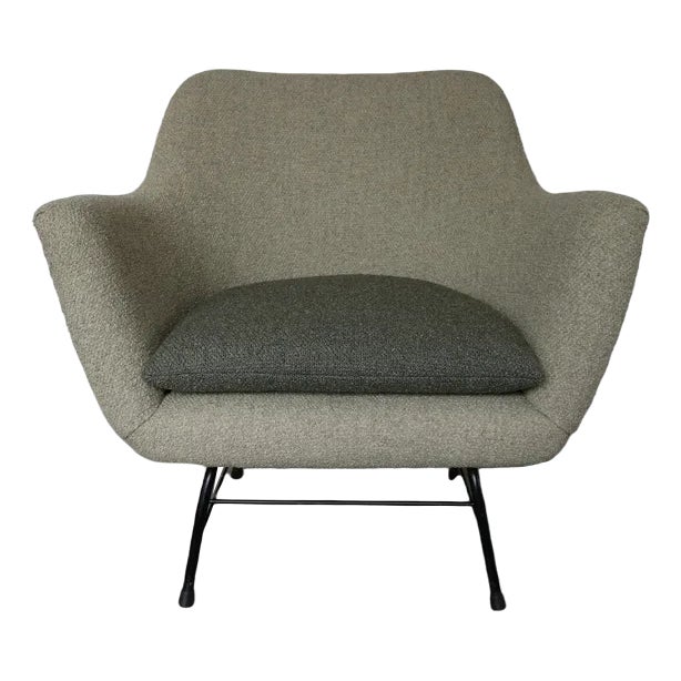 Vintage German Cocktail Chair in Green Boucle, 1950 For Sale