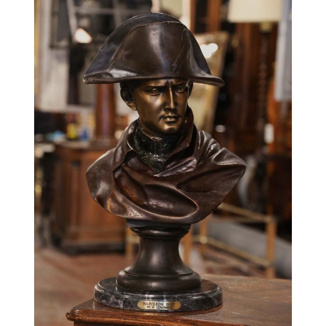Late 19th Century 19th Century Italian Two-Tone Spelter Bust of Napoleon Signed Colombo Dated 1885 For Sale - Image 5 of 9