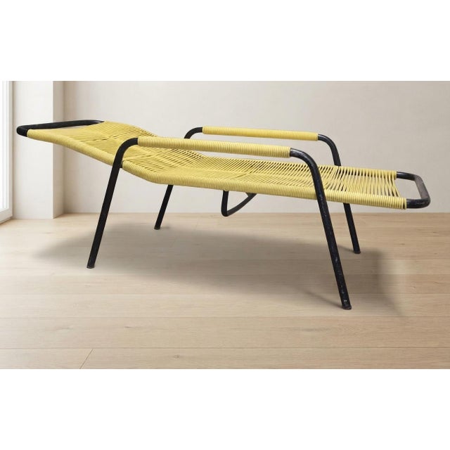Vintage Yellow Cord Lounge Chair in Tubular Metal, 1970s For Sale - Image 6 of 13