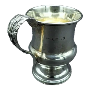 Antique John James Keith London Sterling Silver Acanthus Punch Baby Christening Cup 1828