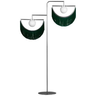 Wink Gold-Plated Floor Lamp Postmodernist Style With Green Fringes For Sale