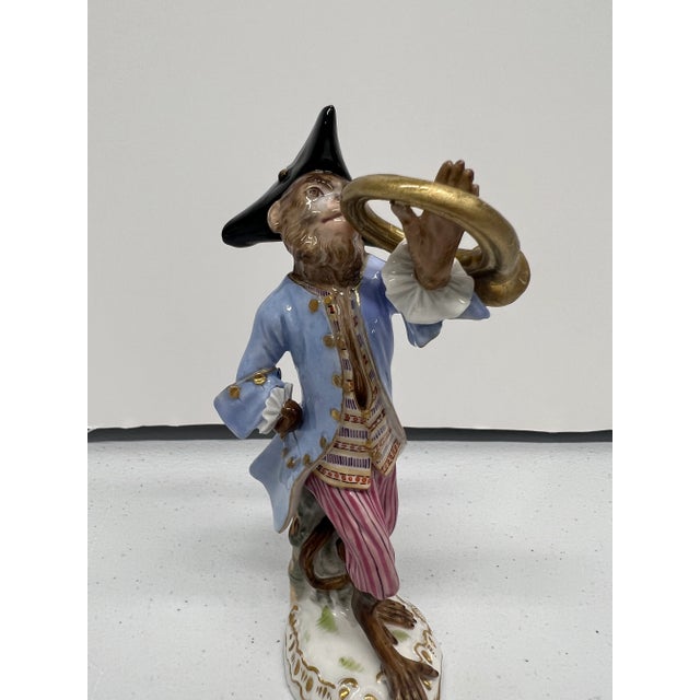19th Century Meissen Monkey Band French Horn Player Member Figurine For Sale - Image 9 of 10