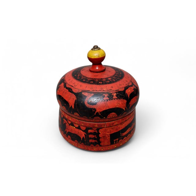 Vintage Handpainted Wooden Lacquerware Spice Box,, 1950s For Sale - Image 4 of 13