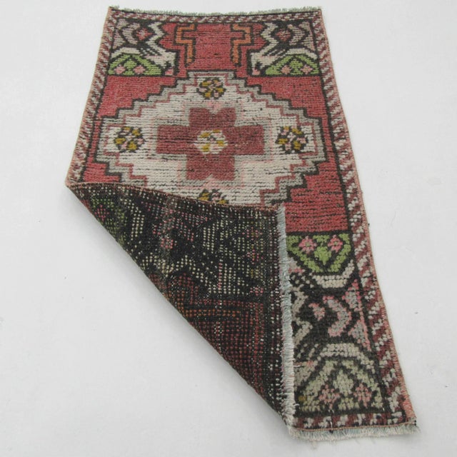 Mid-Century Modern Vintage Mini Turkish Rug For Sale - Image 3 of 4