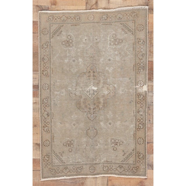 Mid 20th Century Distressed Faded Vintage Persian Rug, 03'01 X 04'07 For Sale - Image 9 of 10