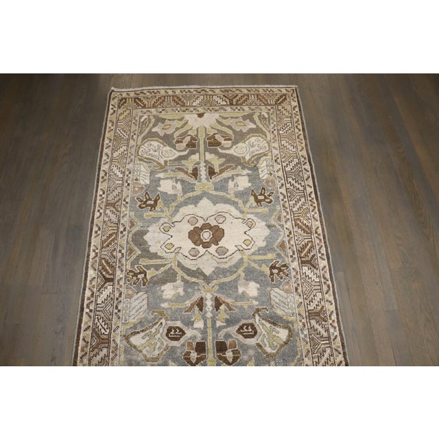 Textile Floral Gray Persian Malayer Runner rug no. j5250 For Sale - Image 7 of 8