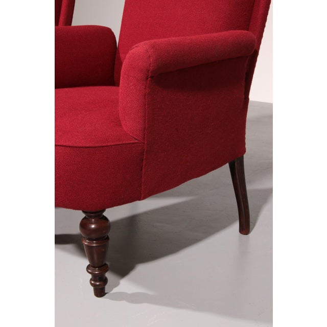 Swedish Victorian Burgundy Fabric Chairs, 1950, Set of 2 For Sale - Image 6 of 13