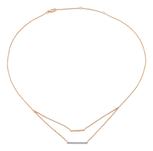 1990s 14k Yellow White Gold Delicate Diamond Bar Layered Necklace