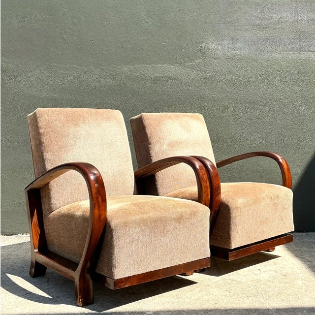 Wood Vintage Art Deco Bentwood Lounge Chairs - Pair For Sale - Image 7 of 12