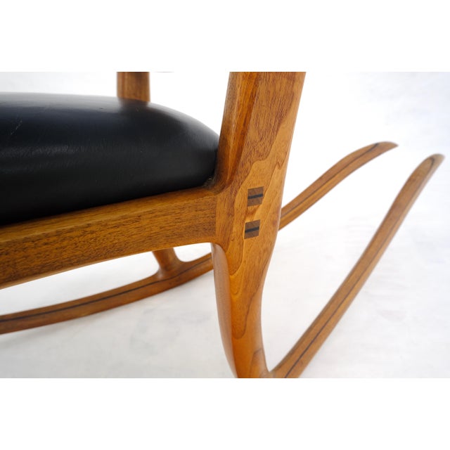 Artist Signed Studio Made Solid Oiled Walnut Arm Rocking Chair MINT For Sale - Image 18 of 18